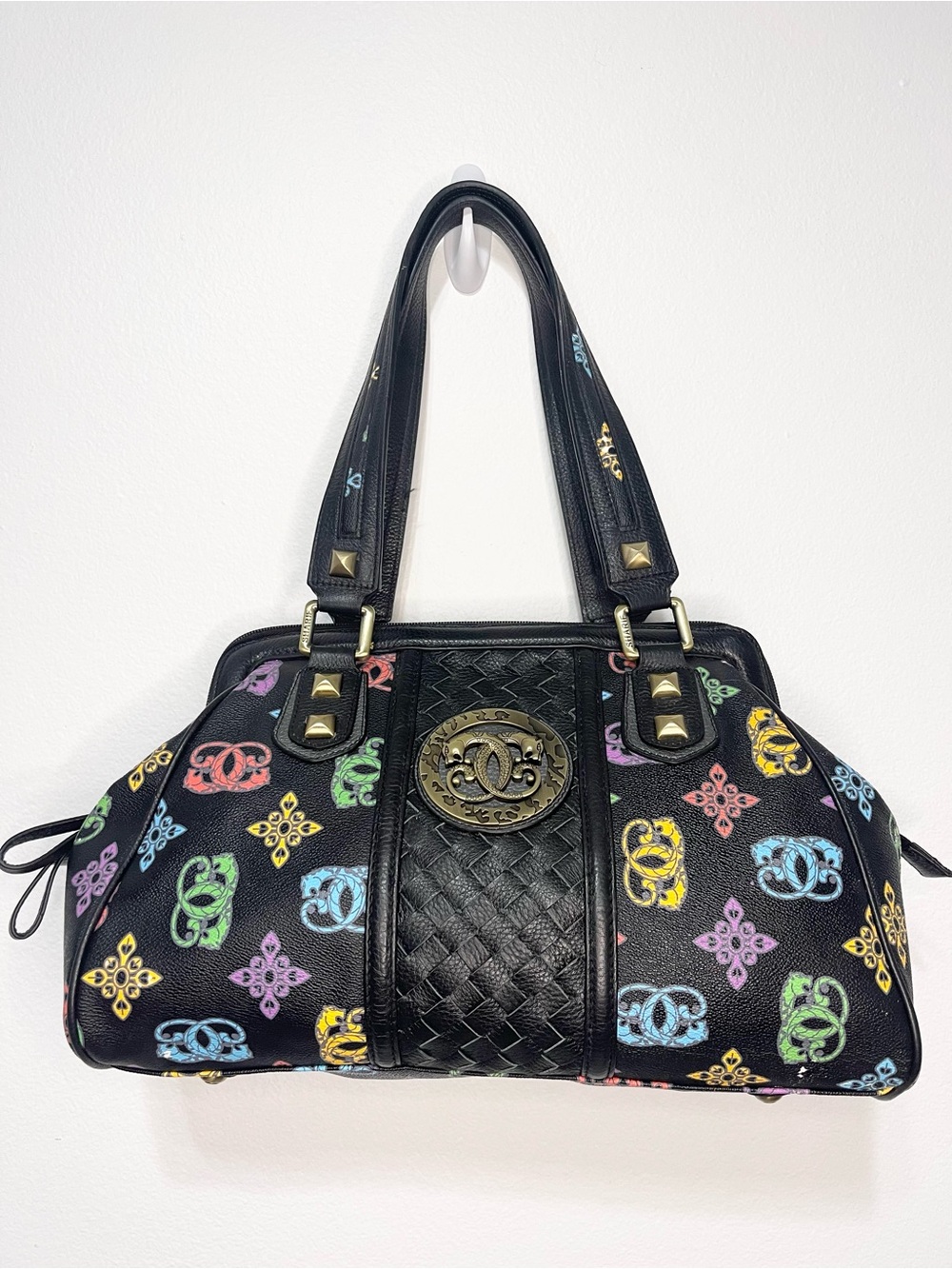 Sharif Vintage Leather Monogram Logo Satchel Handbag
